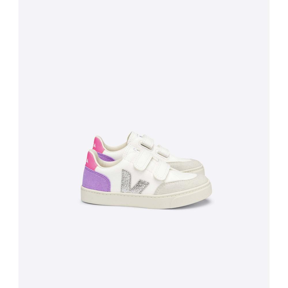 White/Purple Kids\' Veja V-12 CHROMEFREE Shoes | AU 749KOR